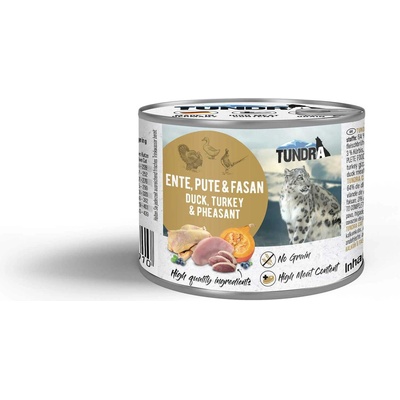 TUNDRA Cat Duck, Turkey and Pheasant - Премиум консервирана храна за израснали котки, без зърно, с патешко, пуешко и фазан, 400 гр