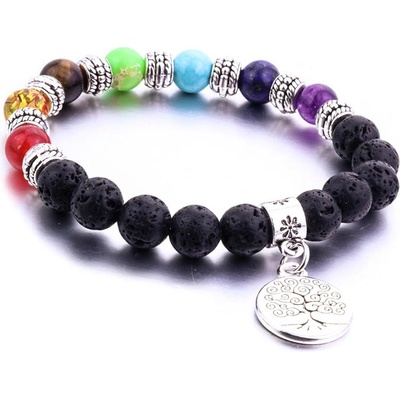 Budnej minerální ČAKRY a STROM ŽIVOTA z lávových kamenů MN1010