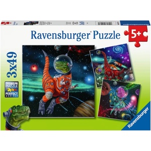 Ravensburger Детски пъзел Ravensburger 3 x 49 части - Динозаври в космоса (5127) - ozone