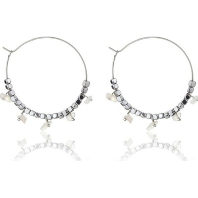 Emily Westwood Ocelové náušnice kruhy s růženínem Eden EWE23040S