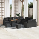 vidaXL Градински Софа Комплект 17 бр. 10-местен Черно полиратан (3363624)