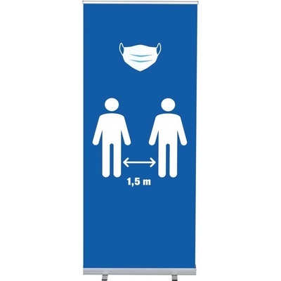 Jansen Display Set Roll-baneru Budget s vytištěným motivem maska a vzdálenost 1,5 metru, modrá, 870 x 2080 mm