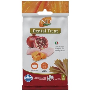Farmina N&D Pumpkin Dental Care Treat Chicken and Pomegranate Medium Maxi - Дентални стикове за кучета от средни и едри породи с пиле, тиква и нар - 100 гр, Италия - KND0011009