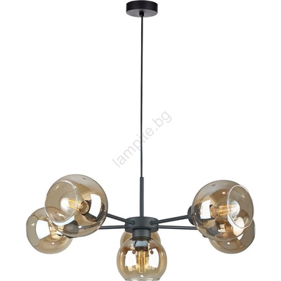 Keter Lighting Пендел KALIOPE 6xE27/60W/230V черен/опушен бежов (KE0157)