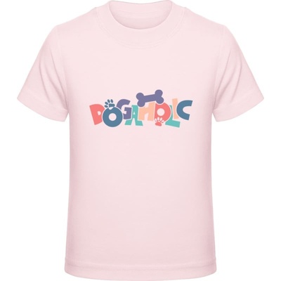 Premium Tričko pre Deti Psí dizajn s nápisom DOGAHOLIC Kriedová ružová Detské