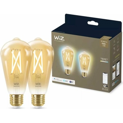 Philips Wiz Tunable white 8719514551077 LED žiarovka Filament E27 ST64 7W/640lm 2000-5000K jantárová 2-set