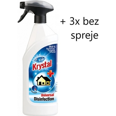 KRYSTAL univerzální dezinfekce 750 ml s rozprašovačem + 3 x 750 ml bez rozprašovače