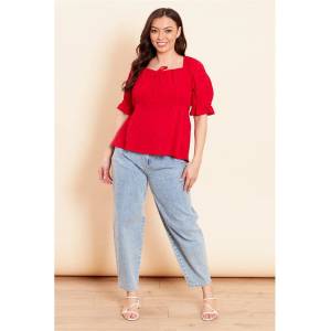 Wednesday Girls Women's Wednesd Puff Sleeve Top - Red