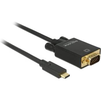 Delock Кабел Щепсел за конектор USB Type-C Щепсел за конектор VGA (DP редуване) Full HD 1080p, 2 м, черен
