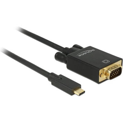 Delock Кабел Щепсел за конектор USB Type-C Щепсел за конектор VGA (DP редуване) Full HD 1080p, 2 м, черен