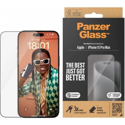 Panzer Стъклен протектор PanzerGlass UWV Antibacterialза Apple iPhone 15 Pro Max (5711724028120)