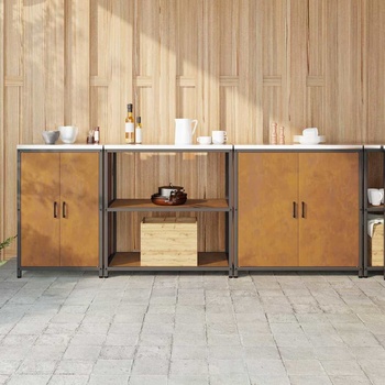 vidaXL Комплект за кухненско съхранение с рафт Друг 3 pcs Ръждясало (3392679)