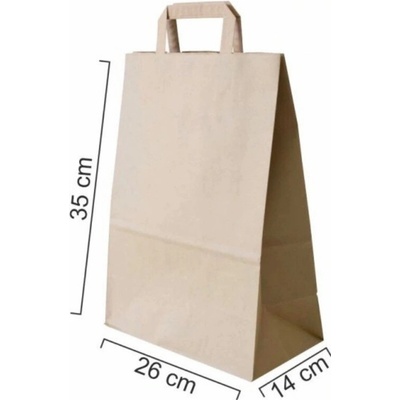 Zawmark Plus Taška papierová hnedá 26x14x35cm, ploché ucho 50ks