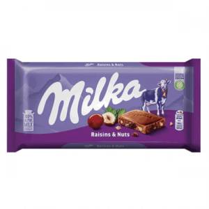  Шоколад Milka стафиди и лешници 90гр