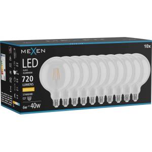 Mexen Vintis 10x LED нажежаема лампа E27, G125, 6W, Топла - 2700K, 720 lm, прозрачна (L158-E27-0627-00x10)