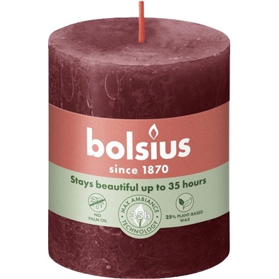 Bolsius Rustic Shine Válec 68x80mm Velvet Red bordó