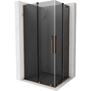 Mexen Velar L Duo плъзгаща се душ кабина 90 x 80 см, графит, розово злато - 871-090-080-02-43-60 (871-090-080-02-43-60)
