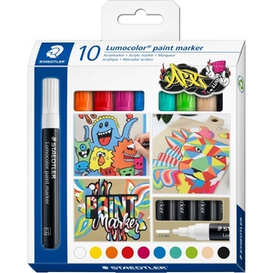 STAEDTLER Комплект маркери Staedtler Lumocolor Paint 349, акрилни, 10цвята (31097-А)