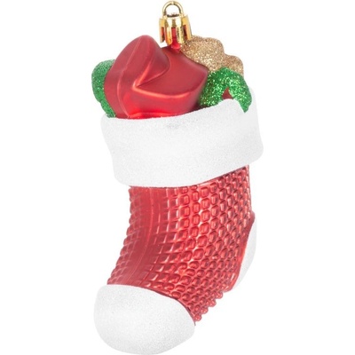 MagicHome OzdobaVianoce sada 3 ks 11 cm ponožky červené na vianočný stromček