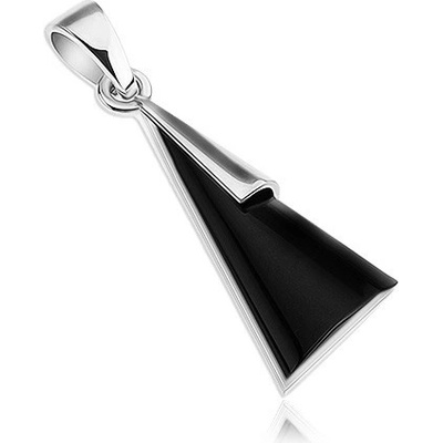 Šperky Eshop Přívěsek stříbro trojúhelník s imitací černého onyxu SP62.24