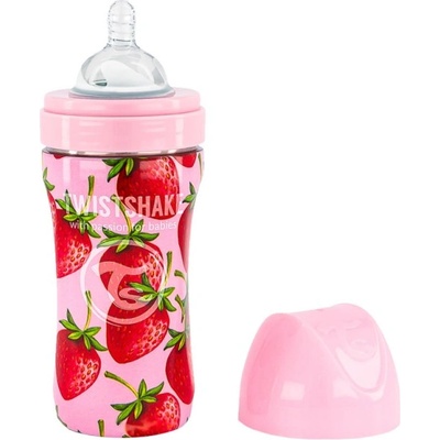 Twistshake Бебешко шише Twistshake 330 мл от неръждаема стомана - розова ягода (78561)