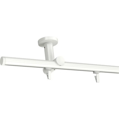 KovovégarnýžeCZ Stropní garnýž Tobi broadway 19 mm bílá lesklá Jednořadá jezdec s háčkem 160 cm