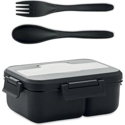 Krabička na obed s príbormi, čierna