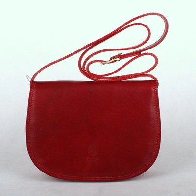 Středně velká kožená crossbody kabelka no. 49 tmavěčervená