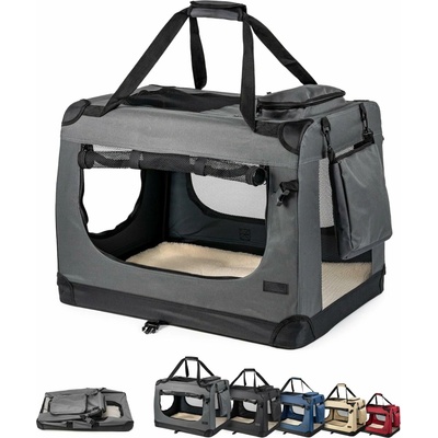 Lionto skládací přepravní box pro psy a kočky 70 × 52 × 50 cm šedý