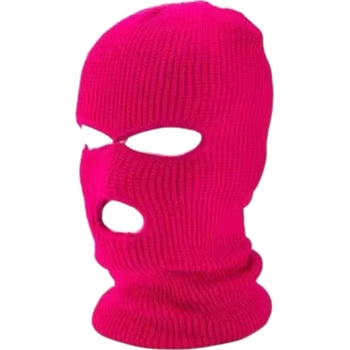 Balaclava Балаклава - плетена маска с 3 отвора (тъмнорозово)