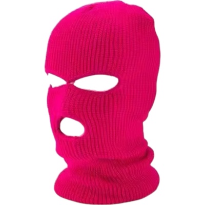 Balaclava Балаклава - плетена маска с 3 отвора (тъмнорозово)