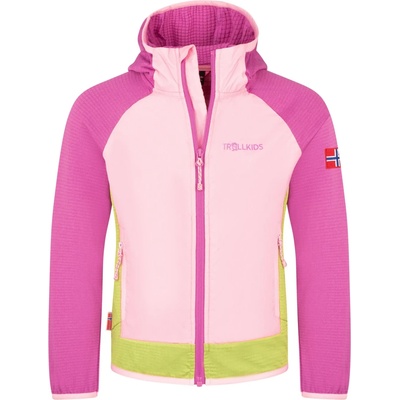 TROLLKIDS Детско поларено яке Trollkids Kid's Seiland Jacket Fleece jacket - Fresh Berry / Candy Pink / Hedge Green - размер 92 (EU) (703-5393-0611)