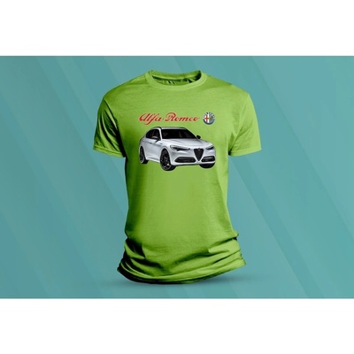 Sandratex dětské bavlněné tričko Alfa Romeo Stelvio. lime