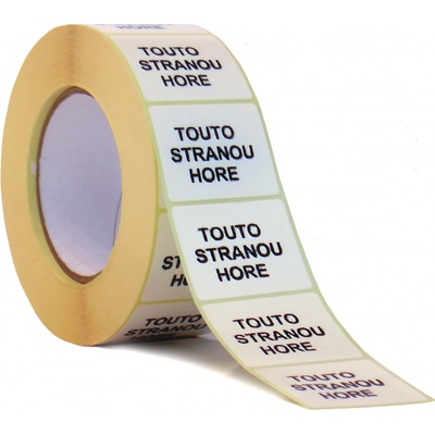 Výstražné Etikety Touto Stranou Hore 50x39mm -čierna- 500ks v 1 rolke