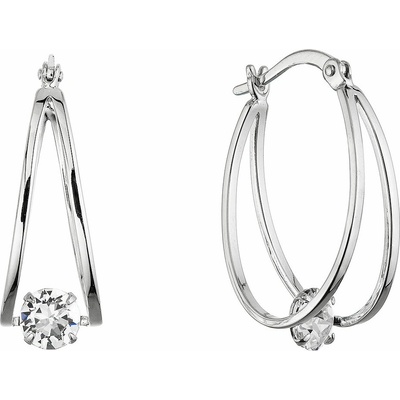 PAVONA Strieborné náušnice hladké kruhy so Swarovski krištáľom 31323.1