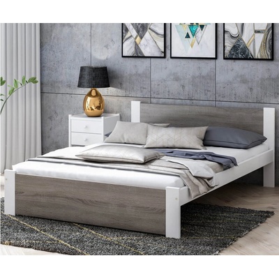 AMI Nábytek DMD3 bílá + lanýžový dub s roštem – Zboží Mobilmania