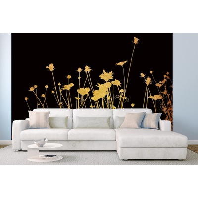 DIMEX ART Самозалепваща се флизелинова фототапета златни цветя 375 x 250 см