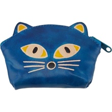 Kožená peněženka na drobné Kočička modrá