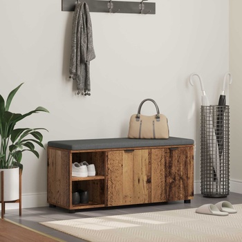 vidaXL Пейка за коридор с възглавница Старо дърво 100 x 38 x 46 см (891518)