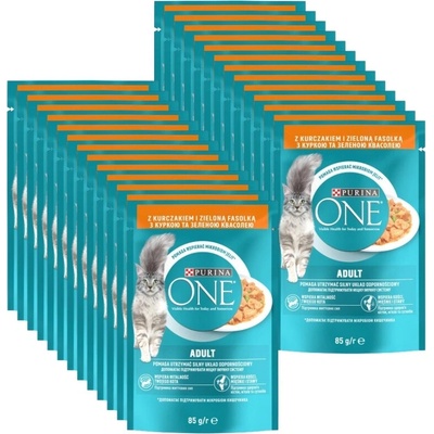 Purina One Adult s kuracím mäsom a zelenými fazuľkami 26 x 85 g