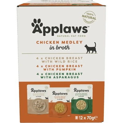 Applaws Chicken in Broth Multipack - Комбинирани паучове за котка с Пиле в бульон 12х70gr