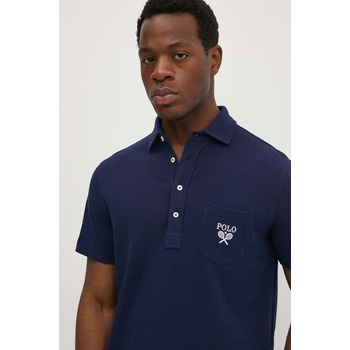 Ralph Lauren Памучна тениска с яка Polo Ralph Lauren в тъмносиньо с апликация 710952180 (710952180)