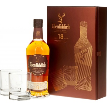 Glenfiddich 18y 40% 0,7 l (darčekové balenie 2 poháre)