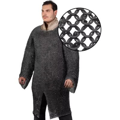 Lord of Battles Krúžkové brnenie - drôtená košeľa, okrúhle krúžky nitované guľatými nity striedavo s plochými pevnými krúžkami