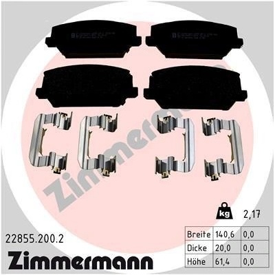 Sada brzdových platničiek kotúčovej brzdy ZIMMERMANN 22855.200.2