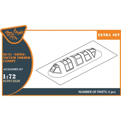 Clear Prop Ki-51 Sonia all versions vacuum formed canopy for CP kits CP72011:CP72012/CP72013 Accessories 1:72