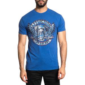 AFFLICTION мъжка тениска affliction - ac chrome rider - СИНЯ ЛАВА С ПРАНЕ - a26180-nvlv