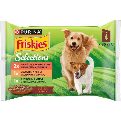 Friskies Adult hovězí kuře jehněčí ve šťávě 4 x 85 g