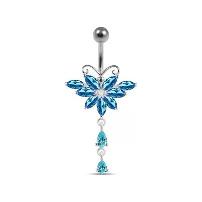 Šperky4U stříbrný piercing do pupíku motýlek BP01295-Q