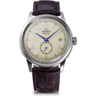 Orient RA-AP0105Y - мъжки часовник, автоматичен, 38.4 mm, бежов, кожа, дата, секундарник